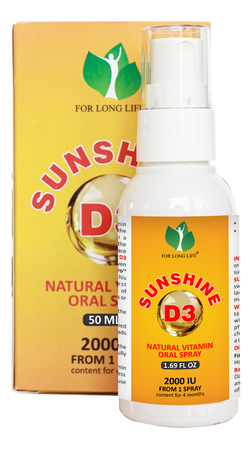 FOR LONG LIFE. SUNSHINE D3 - Natural Vitamin D3 Oral Spray - 1.69 FL OZ 6 Pack