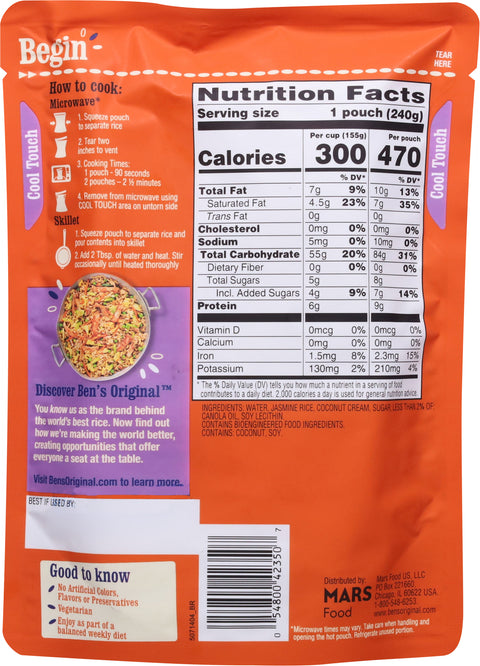 Ben's Original Ready Rice Coconut Jasmine 8.5 OZ