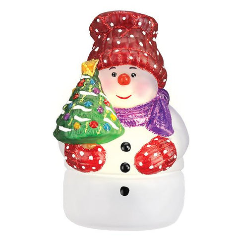 Snowman With Tree Candle Light