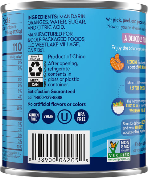 Dole Mandarin Orange Segments 11 OZ