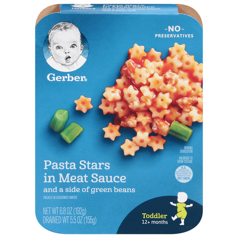 Gerber Graduates Lil Entrees Pasta Stars & Meat Sauce With Green Beans 6.8 OZ