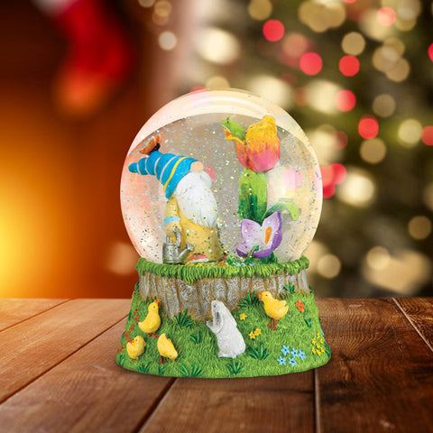 Spring Garden Gnome Snow Globe