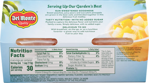 Del Monte Fruit Cups Mixed No Sugar Added 16 OZ