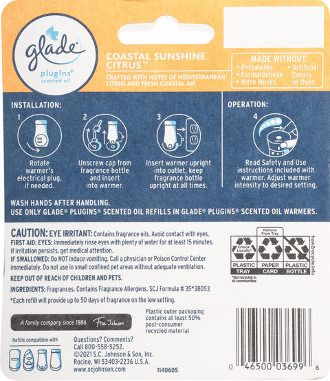 Glade Plugins Scented Coastal Oil Refills 1.34 FZ