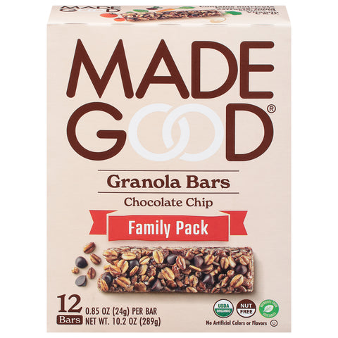MadeGood Family Pack Chocolate Chip Granola Bars Family Pack 12 - 0.85 oz Wrappers - 6 Pack