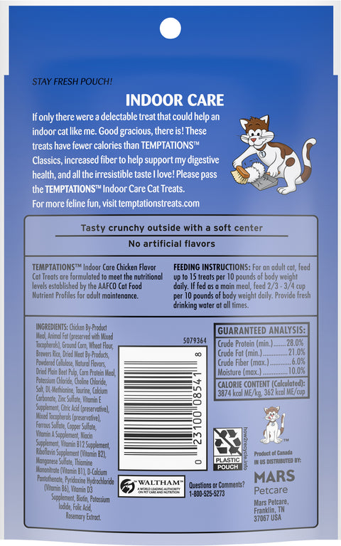 Whiskas Temptation Indoor Care Chicken Flavor Cat Treats 2.1 OZ