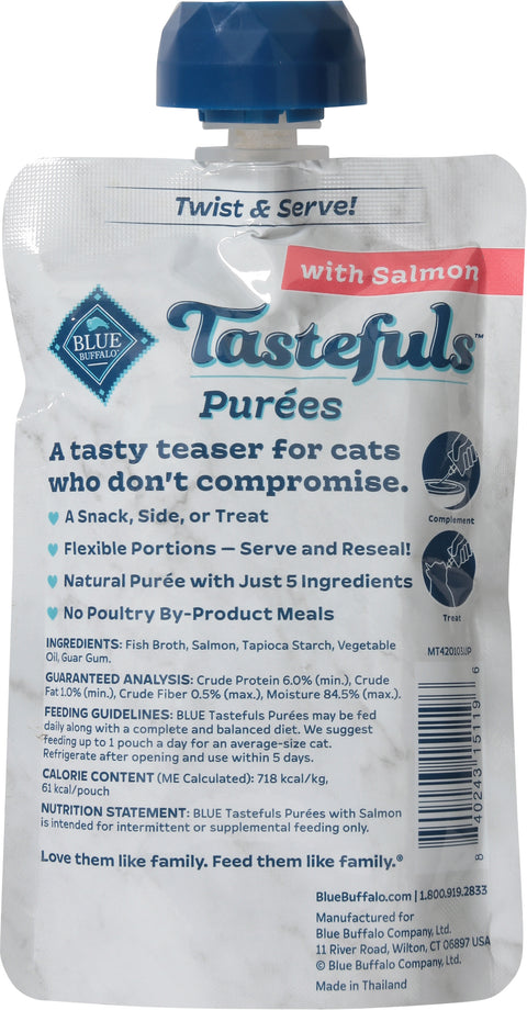 Blue Buffalo Blue Tastefuls Natural Purees Cat Food Complement with Salmon 3 oz