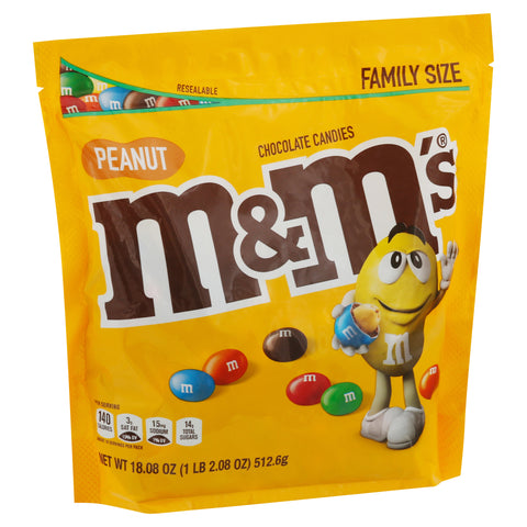 M&M's Peanut Chocolate Candies Family Size 18.08 oz
