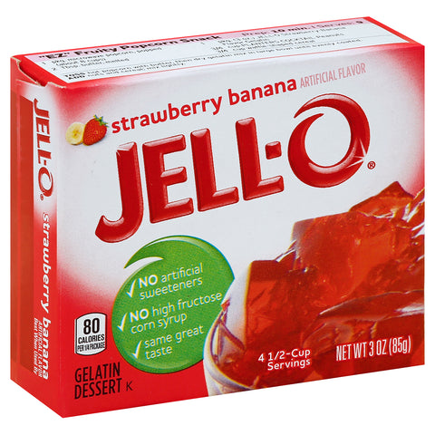 Jell-O Mix Gelatin Strawberry & Banana - 3 OZ 24 Pack