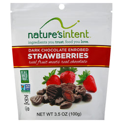 Nature’s Intent Dark Chocolate Covered Dried Fruit - Strawberry - 3.5 OZ 12 Pack