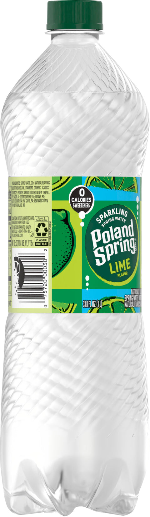 Poland Spring Sparkling Water, Zesty Lime, 33.8 oz. Bottle