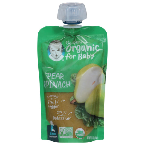 Gerber 2nd Foods Organic Pouch Pear Spinach 3.5 OZ