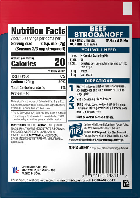 McCormick Seasoning Mix Beef Stroganoff - 1.5 OZ 12 Pack