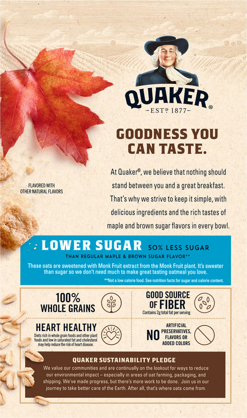 Quaker Maple & Brown Sugar Instant Oatmeal 9.5 OZ