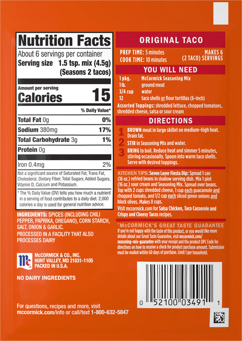 McCormick Taco Season Mix - 1 OZ 24 Pack