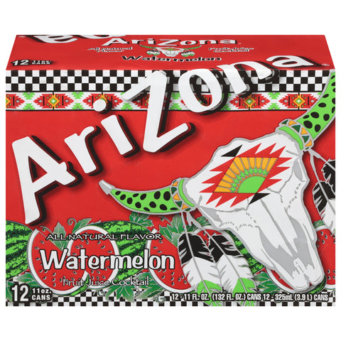 AriZona All Natural Watermelon Fruit Juice Cocktail 12 - 11 fl oz Cans - 1 Pack