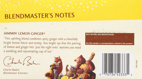 Celestial Seasonings Jammin' Lemon Ginger Herbal Tea 20 CT