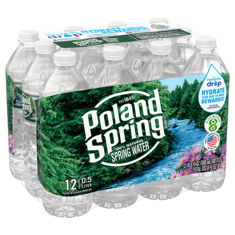 POLAND SPRING Brand 100% Natural Spring Water, 16.9-ounce plastic bottles (Pack of 12)