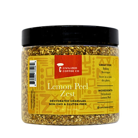 Civilized Coffee Lemon Peel Zest Dehydrated Granules for Baking & Drinks Non-GMO & Gluten Free - 7 OZ 8 Pack