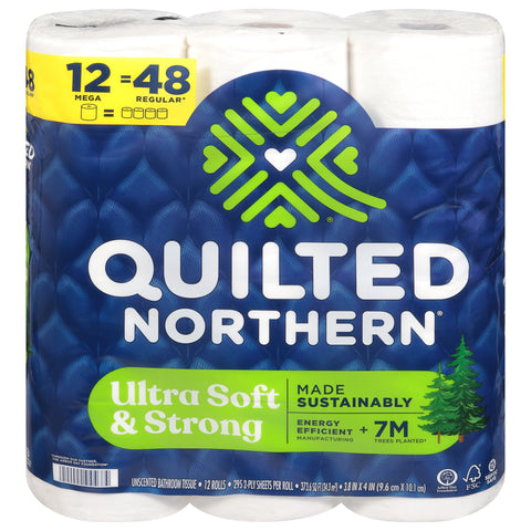 Quilted Northern 2-Ply Ultra Soft & Strong Unscented Bathroom Tissue Mega Rolls 12 ea - 4 Pack