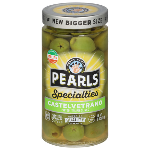 Pearls Specialties Castelvetrano Pitted Italian Olives 8 oz - 6 Pack