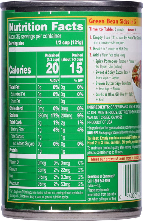 Del Monte Vegetables Fresh Cut Green Beans 14.5 OZ