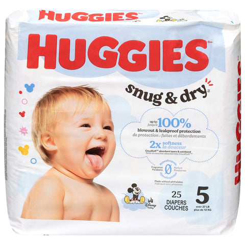 Huggies Snug & Dry Disney Baby Size 5 Diapers (27+ lbs (12+ kg)) 25 Each - 4 Pack