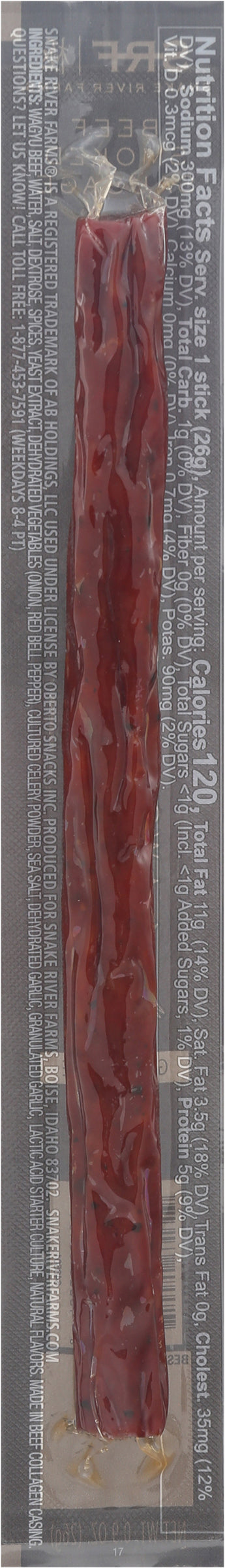 Snake River Farms Gluten Free Beef Smoked Sausage 0.9 oz