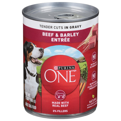 Purina One Adult Tender Cuts in Gravy Beef & Barley Entree Dog Food 13 oz - 12 Pack