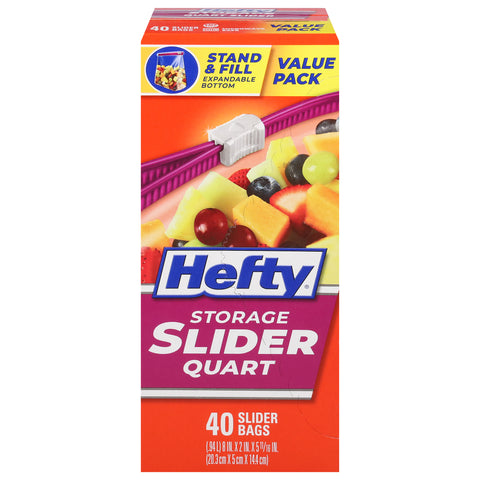 Hefty Storage Quart Value Pack Slider Bags Value Pack 40 ea - 9 Pack