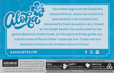 Kauai Coffee Decaffeinated Ground Medium Roast Coffee 10 K-Cup Pods
