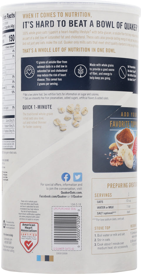 Quaker Oats Quick 1 Minute Oats 42 OZ