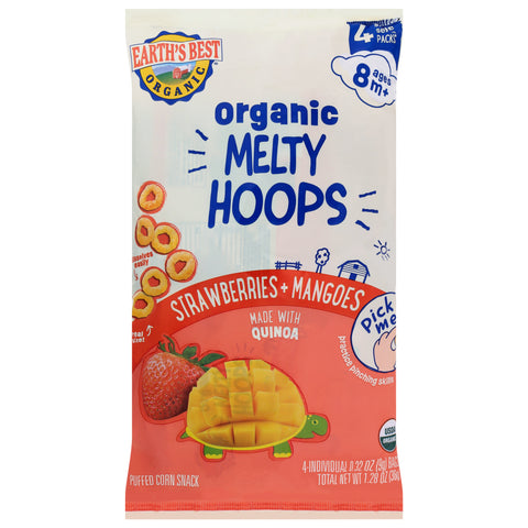 Earth's Best Organic Organic Ages 8 m+ Melty Hoops Strawberries + Mangoes Puffed Corn Snack 4
