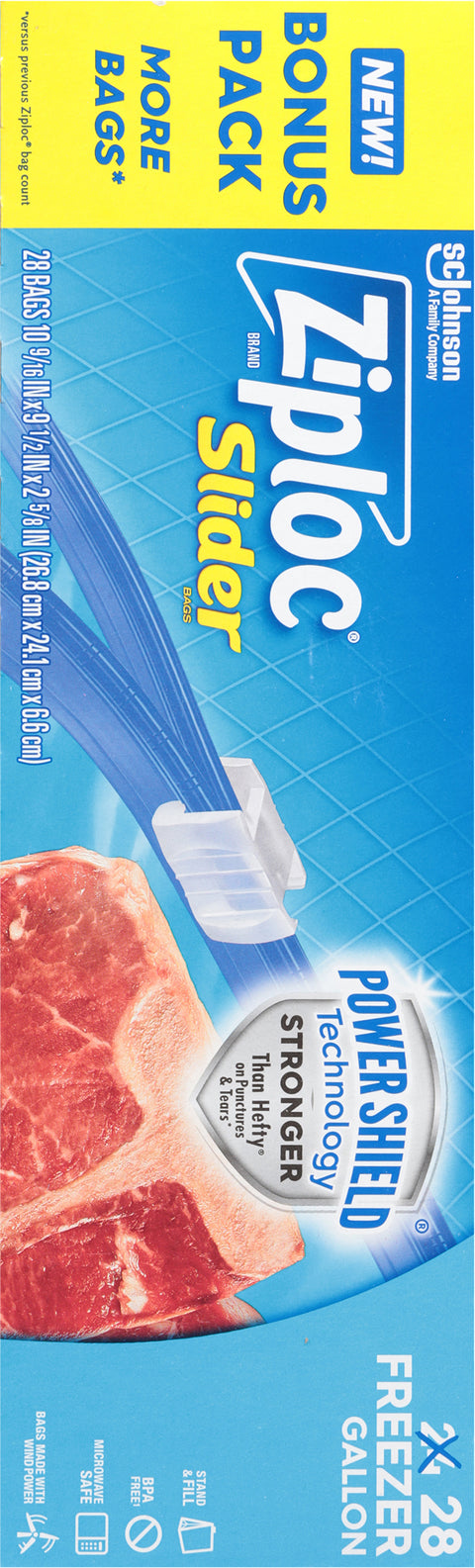 Ziploc Gallon Freezer Slider Bags Bonus Pack 28 Bags