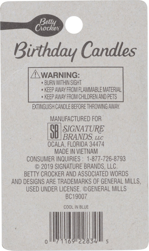 Betty Crocker Cool Blue Candles 16 CT