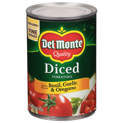 Del Monte Tomatoes Diced With Basil Garlic & Oregano 14.5 OZ