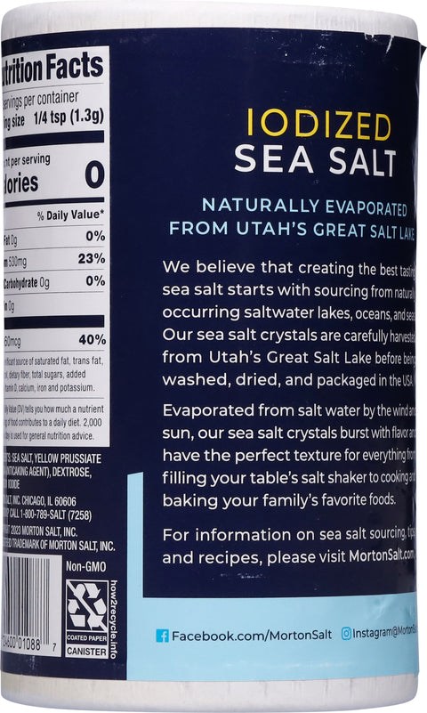 Morton Iodized Sea Salt 26 OZ