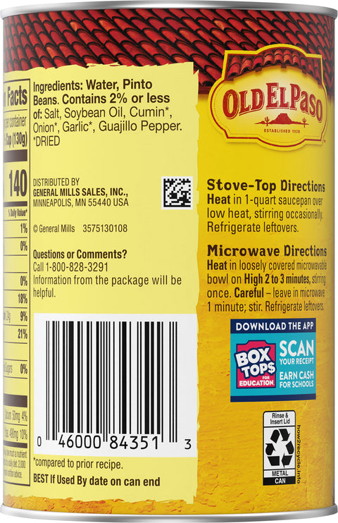 Old El Paso Beans Refried Vegetables 16 OZ