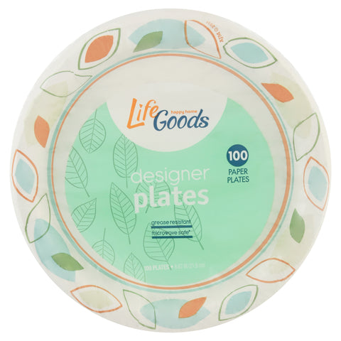 Life Goods 8.62 Inch Designer Plates 100 ea - 100 CT 6 Pack