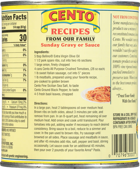 Cento Tomatoes Crushed All Purpose 28 OZ