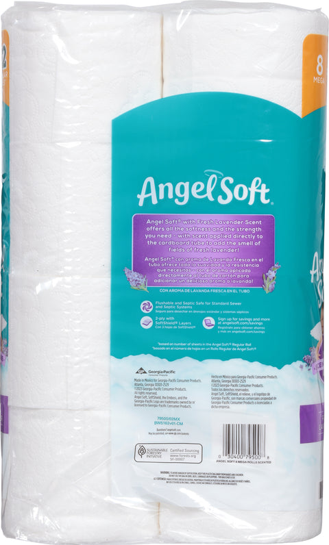 Angel Soft 2-ply Mega Rolls Scented Tube Fresh Lavender Bathroom Tissue Mega Rolls 8 ea