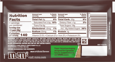 M&M's Milk Chocolate King Size 3.14 OZ