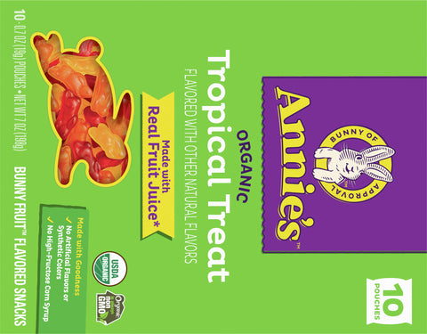 Annies Organic Tropical Treat Bunny Fruit Flavored Snacks 7 OZ