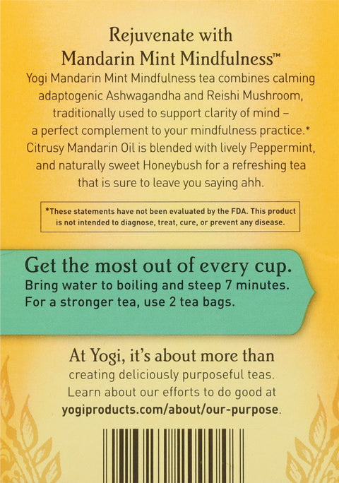 Yogi Mindfulness Mandarin Mint Herbal Tea 16 Tea Bags