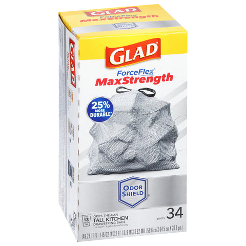 Glad Drawstring Force Tall Kitchen Bags  34 CT