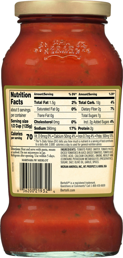 Bertolli Vineyard Marinara With Burgundy Wine 24 OZ