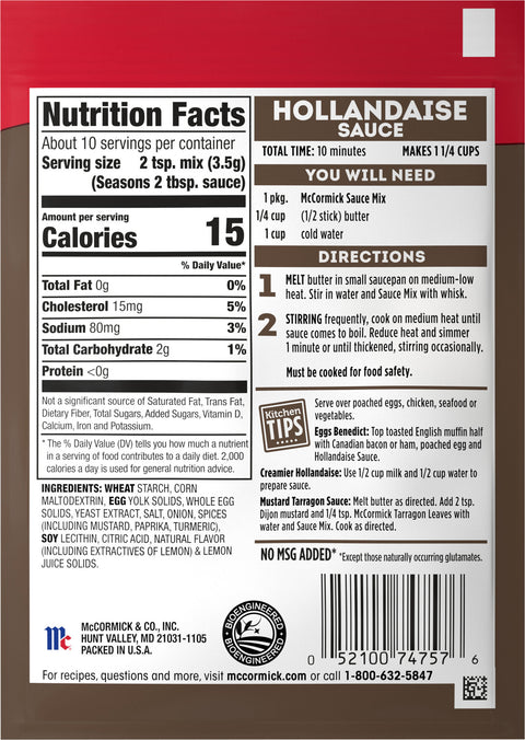 McCormick Mix Sauce Hollandaise 1.25 OZ