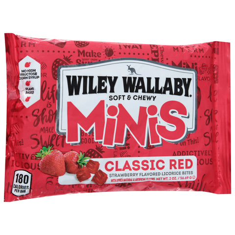 Wiley Wallaby Classic Red Strawberry Flavored Licorice Bites Minis 2 OZ