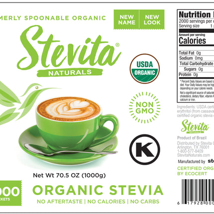 Stevita Naturals Stevita Organic Original Stevia w/Erythritol Packets - 2000 CT 1 Pack