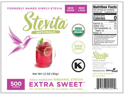 Stevita Naturals Stevita Extra Sweet Organic Pure Stevia Packets - 500 CT 4 Pack